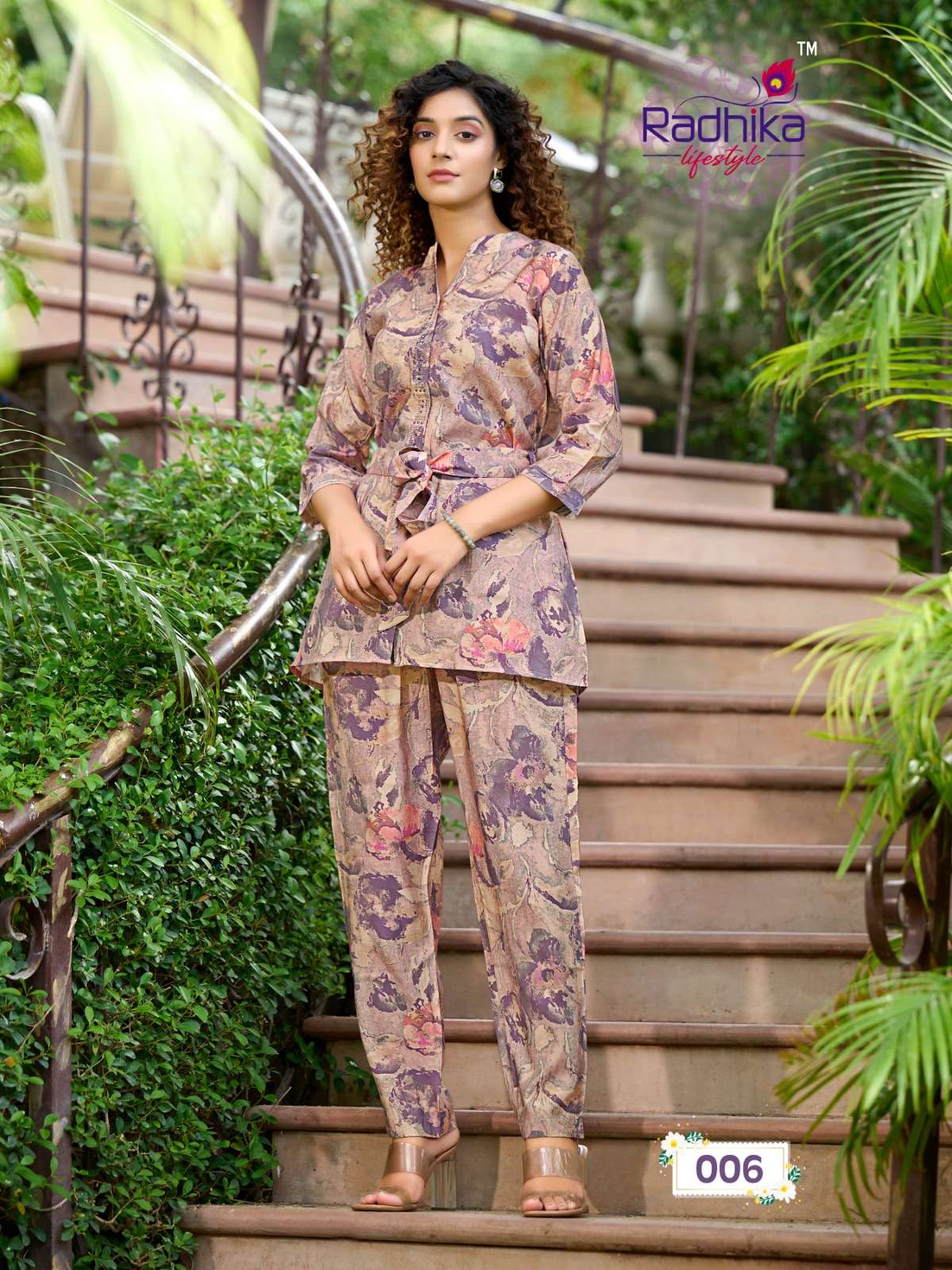 CORD VOL 1MUSLIN PRINT SWAROVSKI WORK FANCY CO ORD SET BY RADHIKA LIFESTYLE BRAND 006